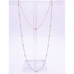 Lee Angel Gold & Turquoise Station BABY BEAD Necklace NWT 138